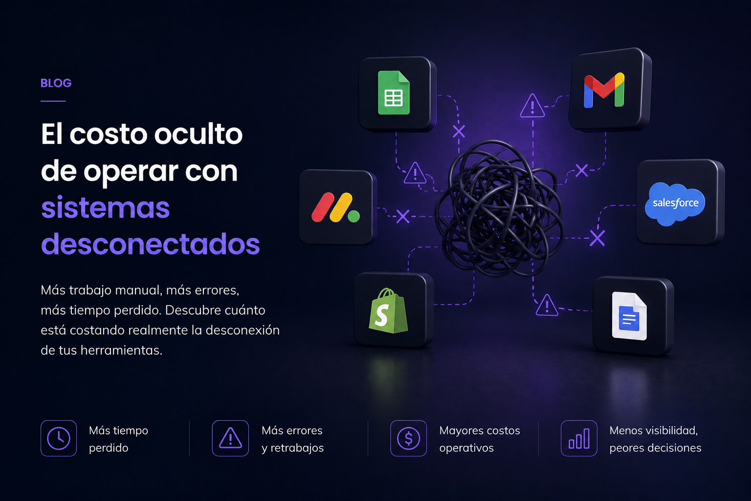 Descubre cómo los sistemas desconectados frenan tu empresa. En Takúm te ayudamos a integrar y automatizar con IA para reducir costos y ganar eficiencia.